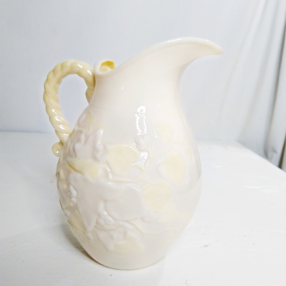 Belleek Ivy Pitcher Yellow luster Green Stamp - Picture 1 of 1